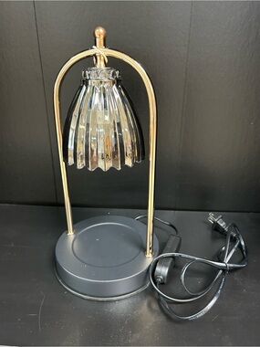 Candle Warmer Black and Gold Glass Shade Table Lamp